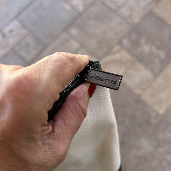 Masters Canvas Leather Valuables Pouch Cream Green Lined W/inside Zipper Pocket - Picture 4 of 7